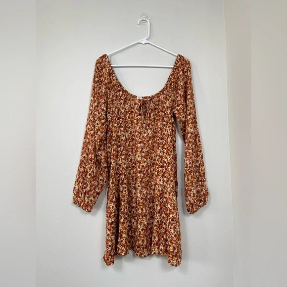 Billabong Floral Fit Long Sleeve Mini Dress Beach Tropical Size SP NWOT - Picture 2 of 13